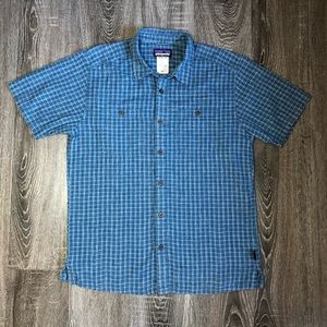 Size M: Patagonia Back Step Plaid Button Up Blue
